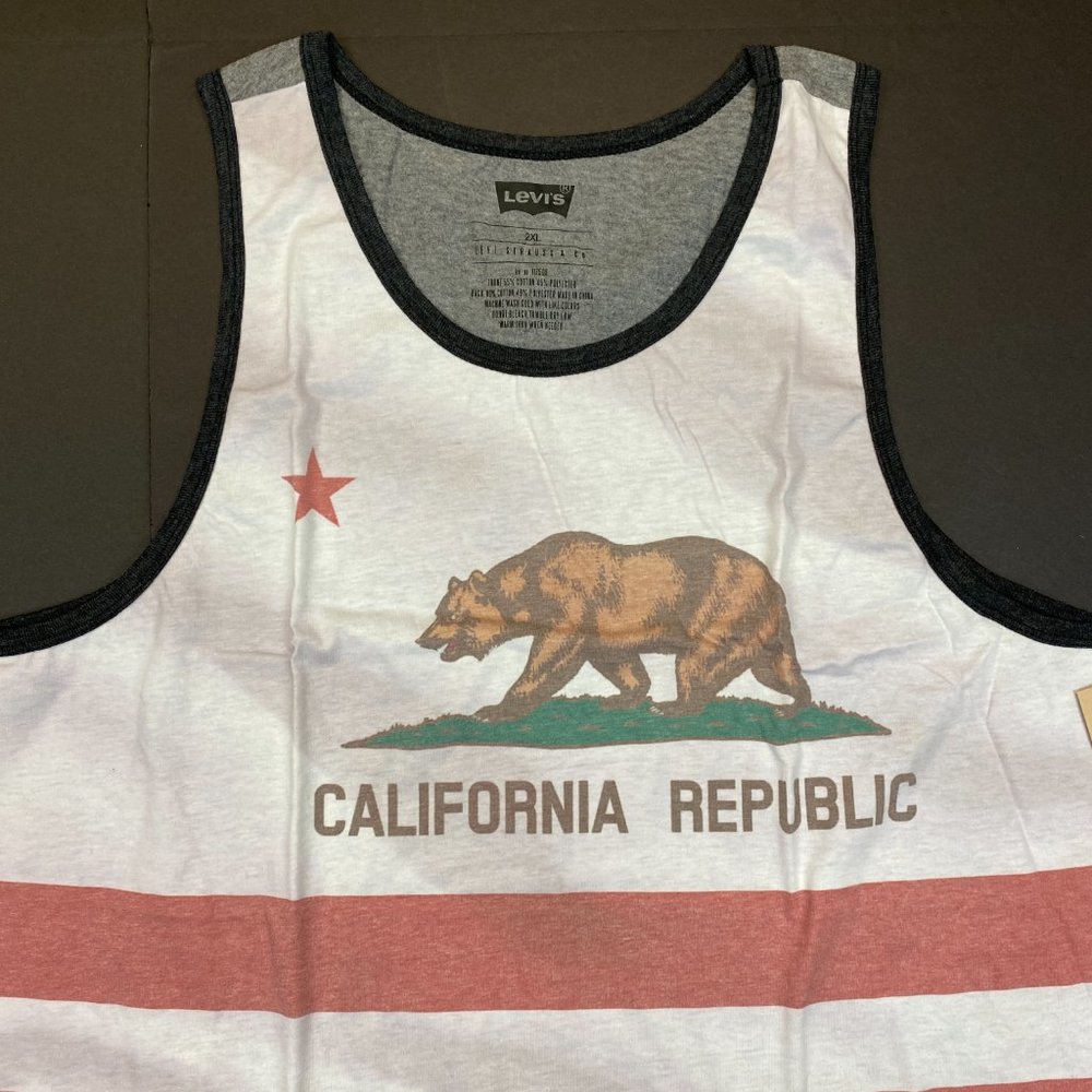 Men's Levi's Tank Top Shirt "California Republic" Bear (3LYSK12032) Marsh - 2XL - Picture 2 of 3